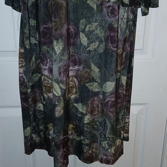 Mlle Gabrielle floral purple rose print overlay dress Sz 2x NWOT - Picture 2 of 7